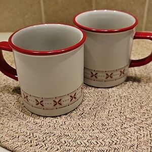 New Hearth And Hand Winter Fair Isle Set Of 2-Red Mugs